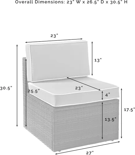 Miniatura 3 de Crosley Furniture Palm Harbor - Silla seccional para exteriores sin brazos, sillas de mimbre para patio, porche, terraza, patio trasero