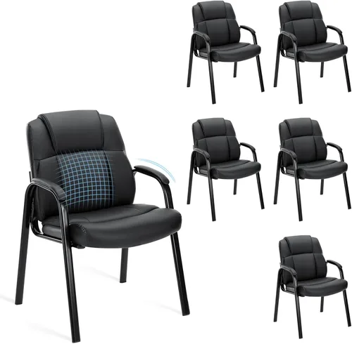 Miniatura 13 de OLIXIS Juego de 4 sillas de sala de espera, sillas laterales estacionarias de cuero para recepción de escritorio de oficina para invitados