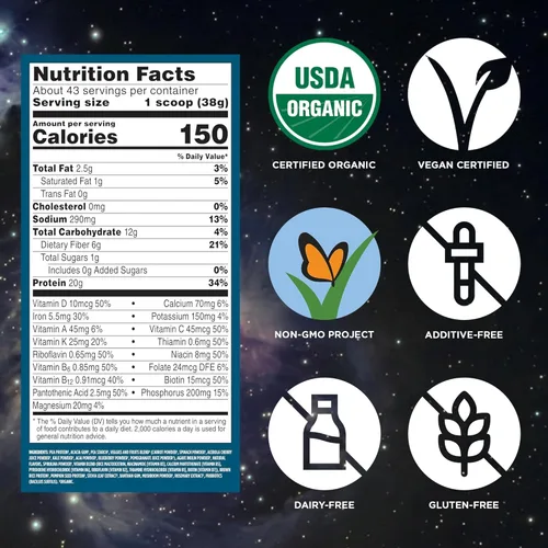 Miniatura 3 de Vega Todo en Uno Nutrición Orgánica - 20 g de proteína de guisante a base de plantas, vainilla francesa, 43 porciones, vitaminas A y C, probióticos