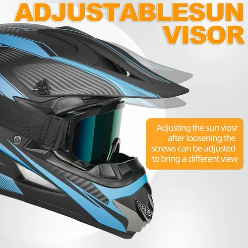 Miniatura 3 de Yesmotor Casco de Motocross Juvenil con Hebilla de Liberación Rápida - Cascos de Motocross para Niños de 8-14, Casco ATV Juvenil