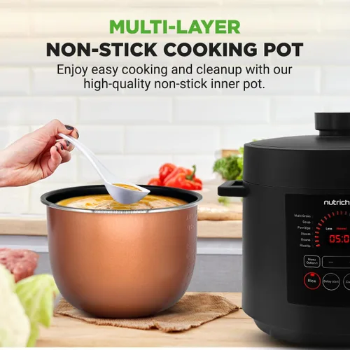 Miniatura 6 de NutriChef Olla a presión eléctrica de 6 cuartos de galón de capacidad Olla a presión digital de encimera de 9 funciones Tiempo y temperatura
