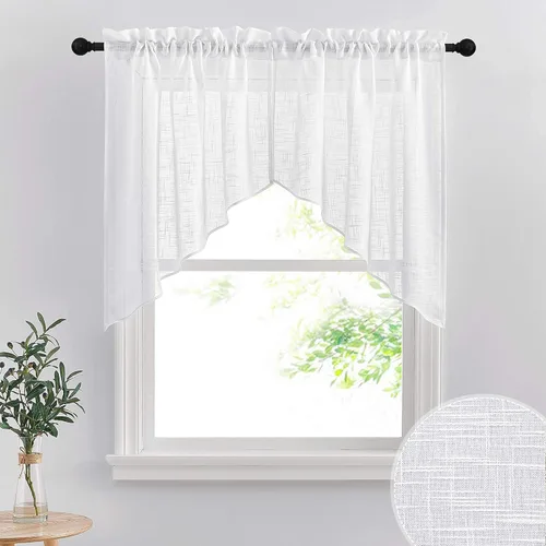 Miniatura 21 de RYB Home - Cortinas semitransparentes de lino Angora