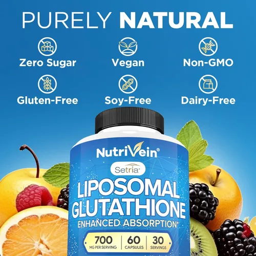 Miniatura 8 de Nutrivein Suplemento de glutatión liposomal premium y cápsulas de cereza ácida: suplemento liposomal de glutatión de alta absorción y cápsulas