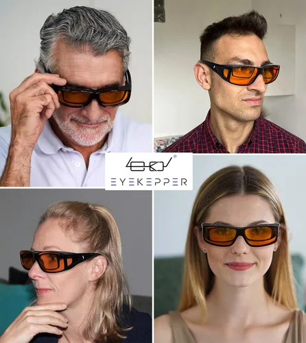 Miniatura 2 de Eyekepper Fitover - Lentes de computadora con bloqueo de luz azul, 100 % reducción de luz azul, lentes color ámbar negro 1805-negro-100% bloqueo