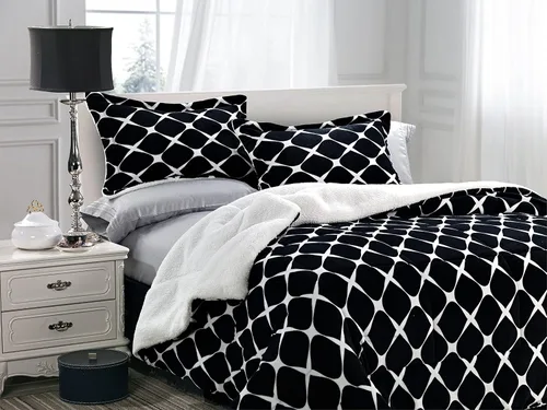 Miniatura 24 de Elegant Comfort Juego de edredón de calidad premium de peso pesado de micromink con respaldo de sherpa reversible alternativo al plumón de Negro