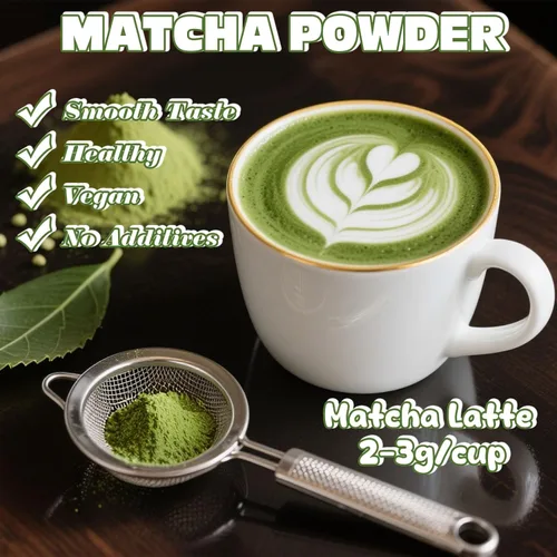 Miniatura 4 de Colorante alimentario verde para té verde matcha, polvo de té verde natural puro de 7.1 onzas, sin azúcar para café con leche, leche, hornear