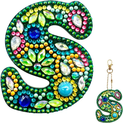YOYA Llaveros de Pintura de Diamantes de Doble Cara 5D Letras Kit de Llaveros de Pintura de Diamantes DIY Taladro Completo Llaveros de Arte de