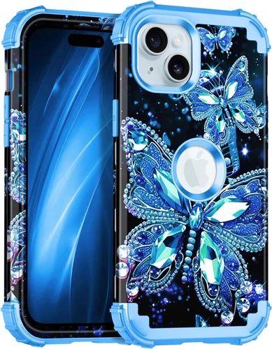 Miniatura 21 de Miqala Funda compatible con iPhone 14 Plus, que brilla en la oscuridad, tres capas, resistente, a prueba de golpes, de plástico duro, funda Amaranto