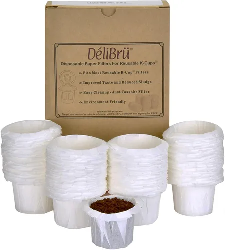 Miniatura 9 de Delibru K Cup - Filtros de papel desechables, paquete de 100 unidades, se adaptan a todas las cápsulas de café reutilizables, filtros de café