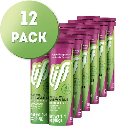 Miniatura 8 de Lift Glucosa, tabletas energéticas masticables de glucosa de acción rápida, frambuesa, tubo de 10 unidades (paquete de 12)