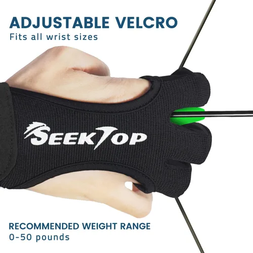 Miniatura 6 de Seektop Guantes de tiro con arco para caza de cuero, protector de tres dedos para jóvenes y adultos principiantes