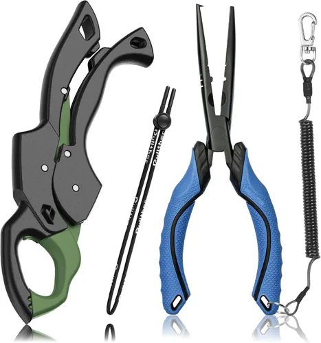 Miniatura 12 de Fish Gripper 9.2 pulgadas, cortador de línea multifunción, alicates de pesca, kit de herramientas de pesca de agua salada, equipo de pesca