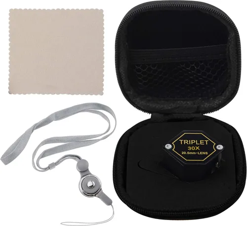 Miniatura 9 de 30x Ampliación Jeweler Loupe Acromático Triplet Lens 0.807 in Vidrio Óptico Diseño Hexagonal Negro Gema Joyería Herramienta de Lupa de Bolsillo
