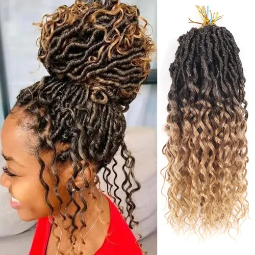 Miniatura 39 de Cabello de ganchillo para mujeres negras Goddess Locs de 14 pulgadas 8 paquetes 613 Locs falsos suaves preenganchados trenzas de ganchillo cabello