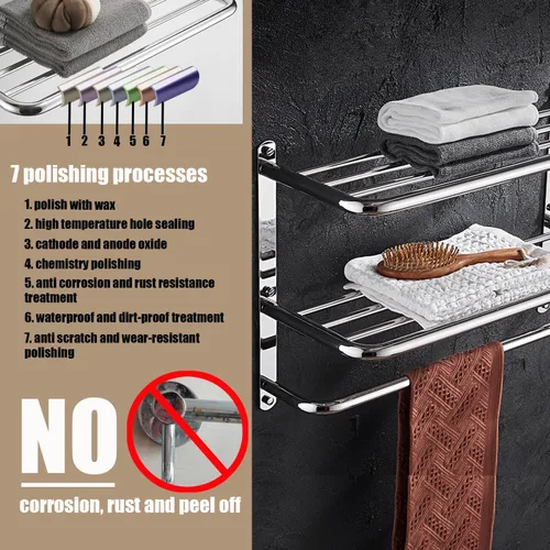 Miniatura 2 de LUANT Estante de baño de 3 niveles para montaje en pared con barras de toalla