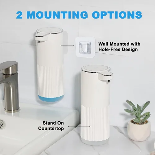 Miniatura 6 de RYTOXILO Dispensador automático de jabón, paquete de 2 dispensadores de jabón líquido sin contacto blanco para baño, dispensador eléctrico