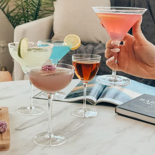 Miniatura 8 de MORA PURE Copas de Martini, Juego de 4 de 7 onzas - Cristal Premium Soplado a Mano para Cócteles, Martinis, Bar en Casa, Cosmos, Gimlet, Fiestas