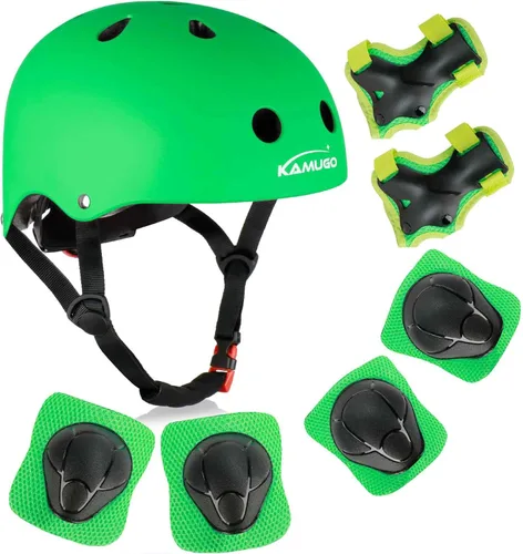 Miniatura 11 de KAMUGO - Casco de bicicleta para niños, casco para niños pequeños de 2 a 8 años, para niños y niñas, con equipo de protección deportiva, rodilleras