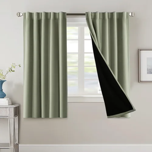Miniatura 140 de H.VERSAILTEX Cortinas 100% opacas para dormitorio con forro negro, cortinas de oscurecimiento de habitación completa, con aislamiento térmico