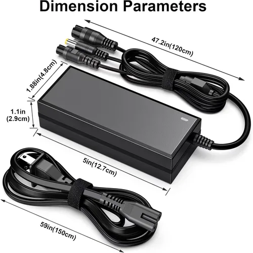 Miniatura 3 de Cargador de repuesto 36V/42V2A, 3 en 1 (0.217 in x 0.098 in / 0.083 in universal) y puerto hembra de 3 garras (0.472 in/0.315 in), compatible