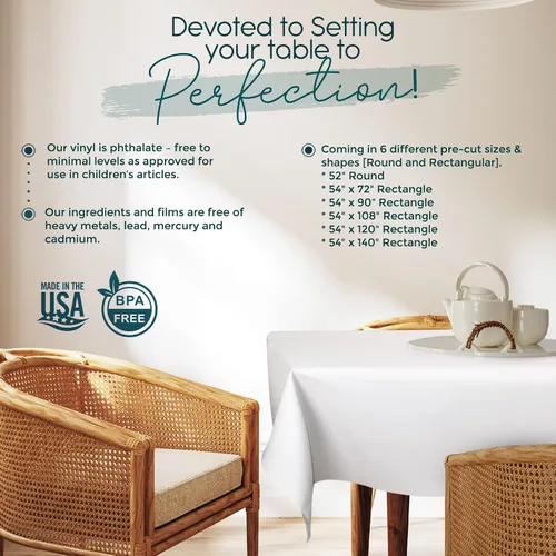 Miniatura 5 de Protector de mesa de alta calidad, protección superior contra derrames, arañazos y calor, mantel de vinilo reutilizable con respaldo de franela