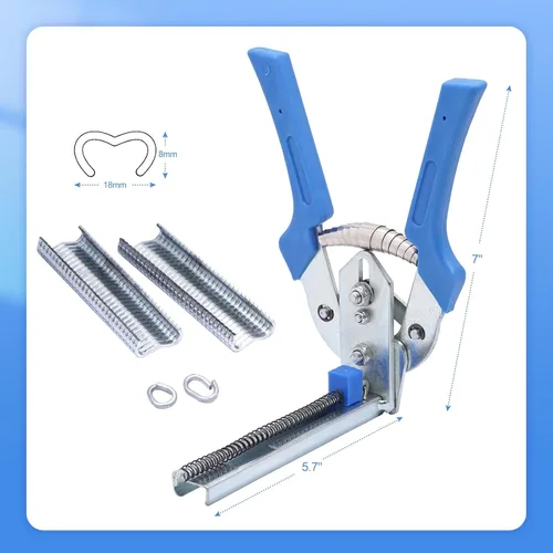 Miniatura 7 de Alicates de anillo de uñas tipo M para esgrima con 2400 clips M, kit de alicates de anillo de cerdo, herramienta de mano de reparación de tapicería