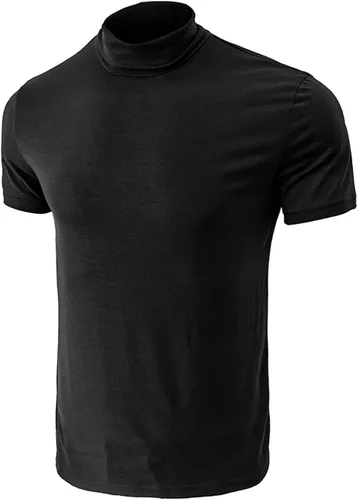 Miniatura 3 de Camiseta básica de manga corta con cuello alto falso para hombre