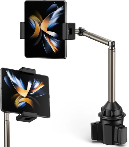 JSAUX Soporte Universal con Portavasos para Teléfono Plegable, Soporte para Coche y Camión Compatible con iPad Mini, Samsung Galaxy Z Fold 6/5/4,