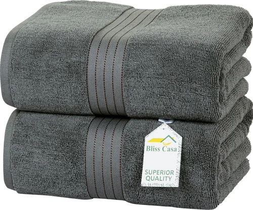 Bliss Casa Paquete de 2 toallas de baño jumbo de algodón de gran tamaño de 35 x 70 pulgadas, ultrasuaves y altamente absorbentes, de secado rápido,