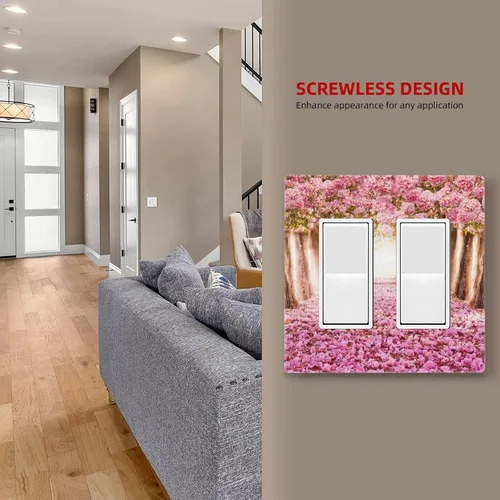 Miniatura 270 de Cubiertas de placa de pared de 3 gang con interruptor de luz de triple palanca, en negro y dorado con esplendor de oro rosa, estampado floral