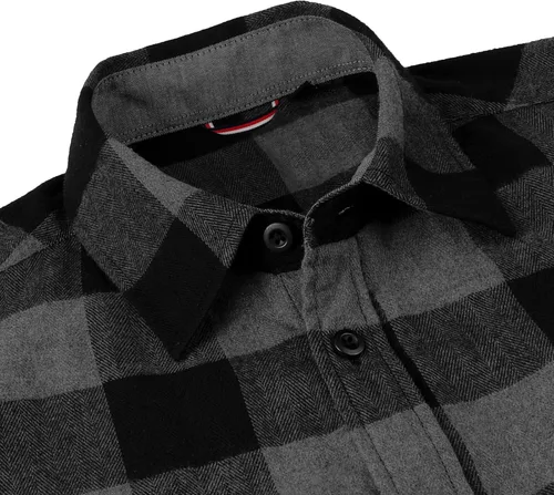 Miniatura 3 de Camisa casual de franela de manga larga para hombre, ajuste regular, con botones y dos bolsillos