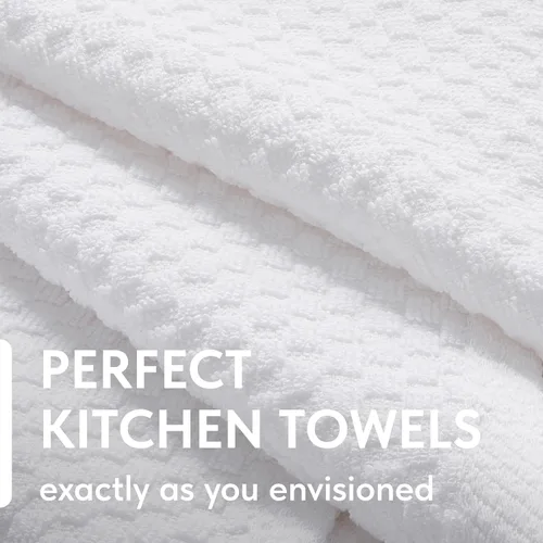 Miniatura 2 de Wealuxe Paquete de 12 toallas de cocina superabsorbentes, 100 % algodón, 450 GSM, gruesas, lavables a máquina, para secar la cocina, limpieza, Blanco