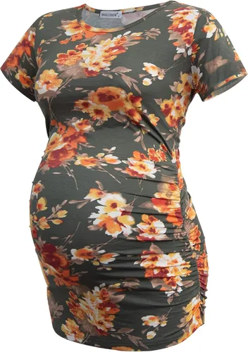 Miniatura 87 de Smallshow - Camiseta de maternidad para mujer, diseño de lados fruncidos, tipo túnica, prendas para el embarazo