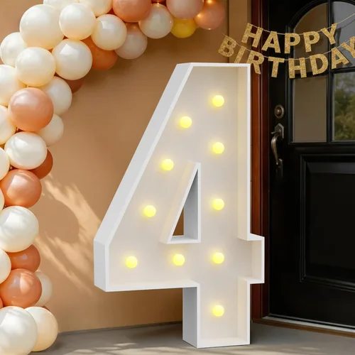 Miniatura 74 de IMPRSV Letras de mosaico iluminadas de marquesina, 4 pies para globos y fiestas, decoración de kit de arco