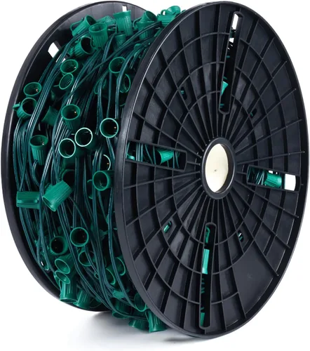 Miniatura 11 de Brightown Carrete comercial C9/E17 de 500 pies de luz navideña, cable blanco de 12 pulgadas de espaciado, listado UL C9-Cable blanco