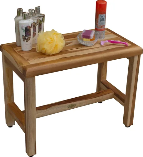 Miniatura 5 de EcoDecors Eleganto - Banco Taburete de ducha de madera de teca impermeable de 16 pulgadas de altura, color natural, silla de asiento para ducha