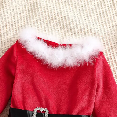 Miniatura 3 de Trajes de Navidad para niñas pequeñas vestidos de Papá Noel manga larga cómodo vestido rojo de princesa