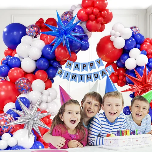 Miniatura 7 de Kit de arco de guirnalda de globos rojos, blancos y azules, 5, 10, 12, 18 pulgadas, globos de látex de confeti rojo, blanco y azul