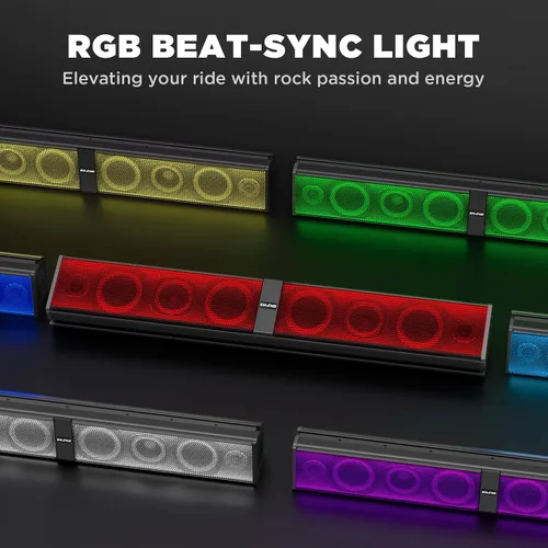 Miniatura 10 de Ehaho Barra de sonido UTV de 34 pulgadas con subwoofer, barra de sonido SXS de 8 altavoces con Bluetooth e iluminación RGB, altavoces impermeables
