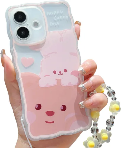 Miniatura 18 de Compatible con iPhone 11 Funda Lindo Dibujos Animados Pequeño Oso Conejo con Lindo Diseño de Cadena para Mujeres Niñas Estético Kawaii Funda Delgada