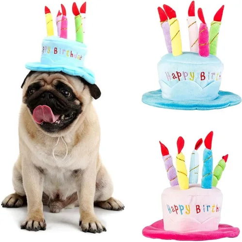 Lindo adorable sombrero de pastel de cumpleaños de perro y gato, gorra para mascotas con diseño de velas de 5 colores, accesorio personalizado para