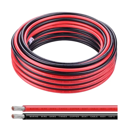 Miniatura 9 de Cable de calibre 6, iGreely 10 pies negro y 10 pies rojo 6 AWG cable eléctrico de cobre estañado, 2 cables aislados de un solo conductor trenzado