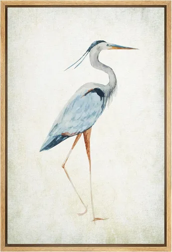 Miniatura 24 de wall26 Lienzo enmarcado para pared, acuarela, azul pastel, garza, galápagos, aves, animales, ilustraciones de naturaleza salvaje, arte moderno