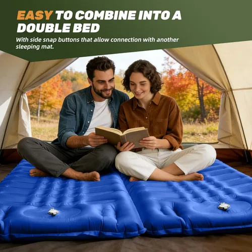 Miniatura 9 de KASIMO Colchoneta de dormir ultra gruesa de 6 pulgadas con almohada y bomba de pie integrada, almohadilla inflable ultraligera para mochileros