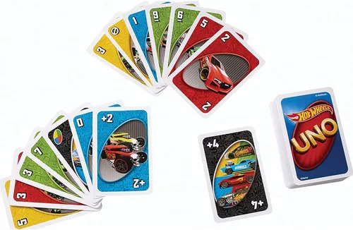 Miniatura 3 de Hot Wheels UNO Juego de cartas coincidentes con 112 cartas con gráficos de Hot Wheels, noche de juego, regalo para niños a partir de 7 años