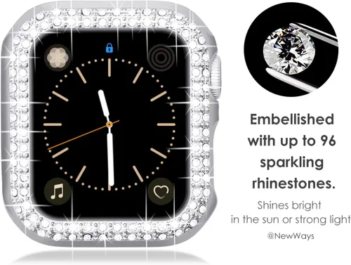 Miniatura 3 de Carcasa NewWays Bling Cases para Apple Watch de 1.5 pulgadas, 1.56 pulgadas, 1.65 pulgadas, 1.73 pulgadas, Negro/Rosa/Oro Rosa/Plata/Transparente