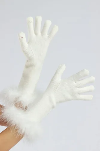 Miniatura 33 de Sahabowi Guantes de cuero para clima frío Manopla de lana cálida de invierno para mujeres