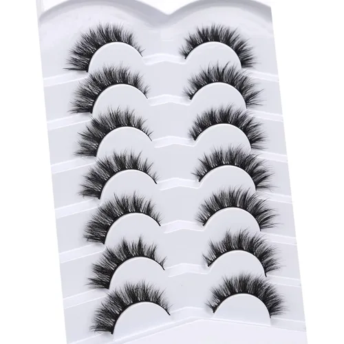 Miniatura 582 de Pooplunch - Pestañas postizas finas de visón sintético, estilo ojo de gato, naturales, cruzadas, tipo racimo, efecto 8D de volumen, tiras