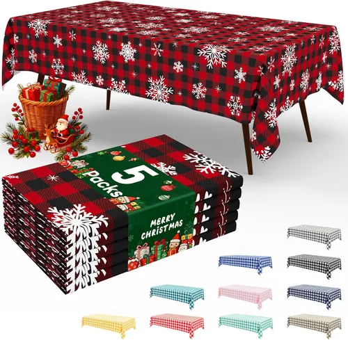 Miniatura 45 de misaya 3 paquetes de manteles desechables de búfalo, mantel de plástico impermeable de 54 x 72 pulgadas, manteles rectangulares a cuadros caqui