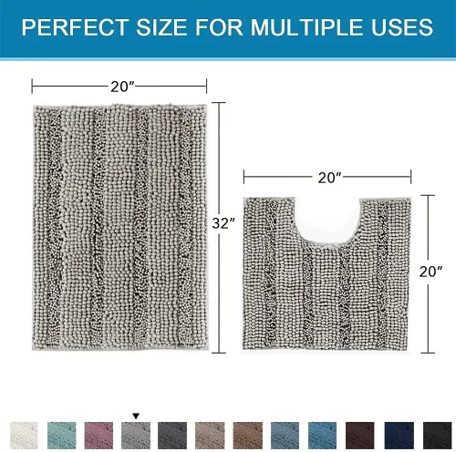 Miniatura 572 de H.VERSAILTEX Tapetes de baño antideslizantes para baño, alfombras de baño extragruesas de felpilla a rayas, tapetes de baño de 47" x 17", alfombras